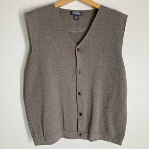 Eddie Bauer Vintage Taupe Knit Vest 100% Cotton